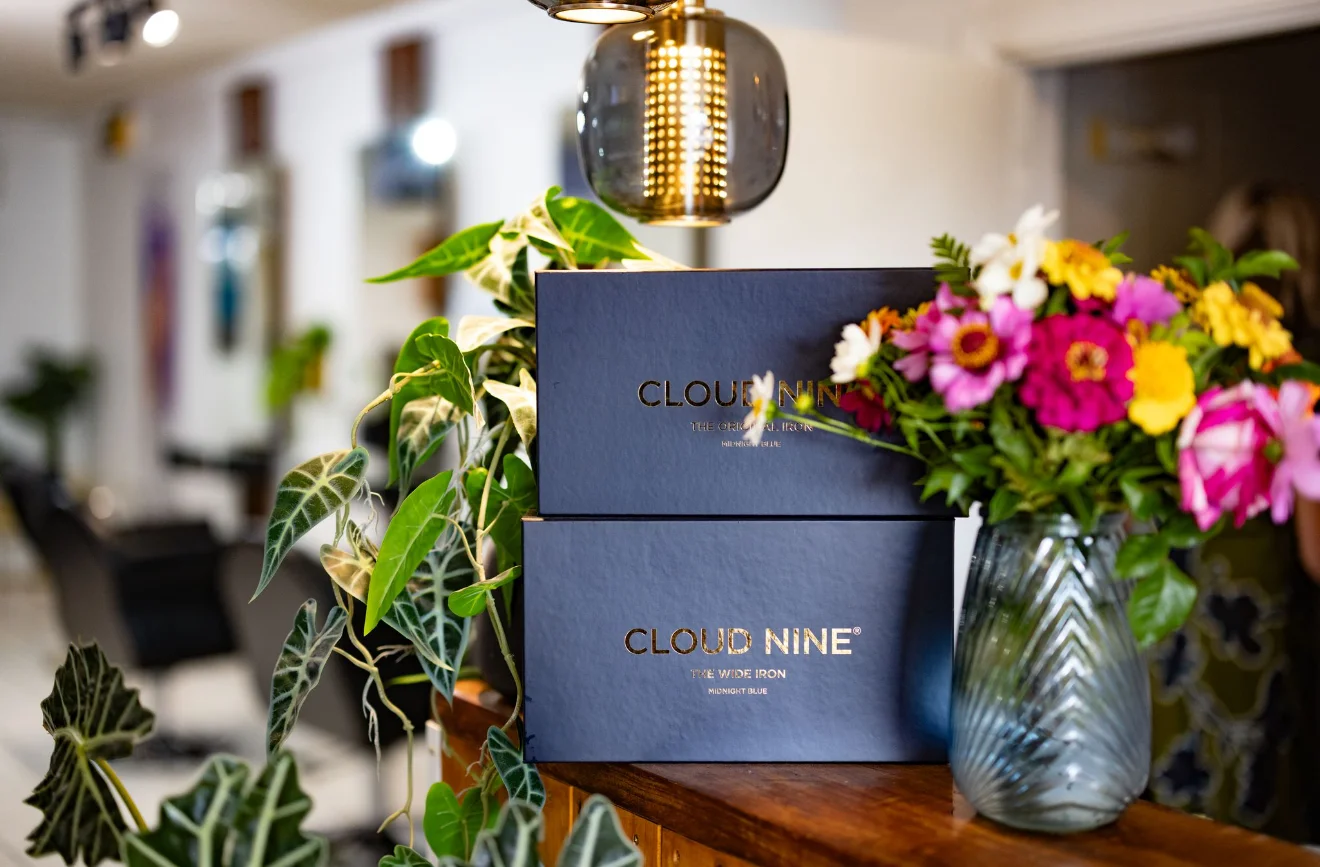 Cloud Nine The Original Iron Midnight Blue styling tool in-salon at Deb's Hair & Beauty Proserpine