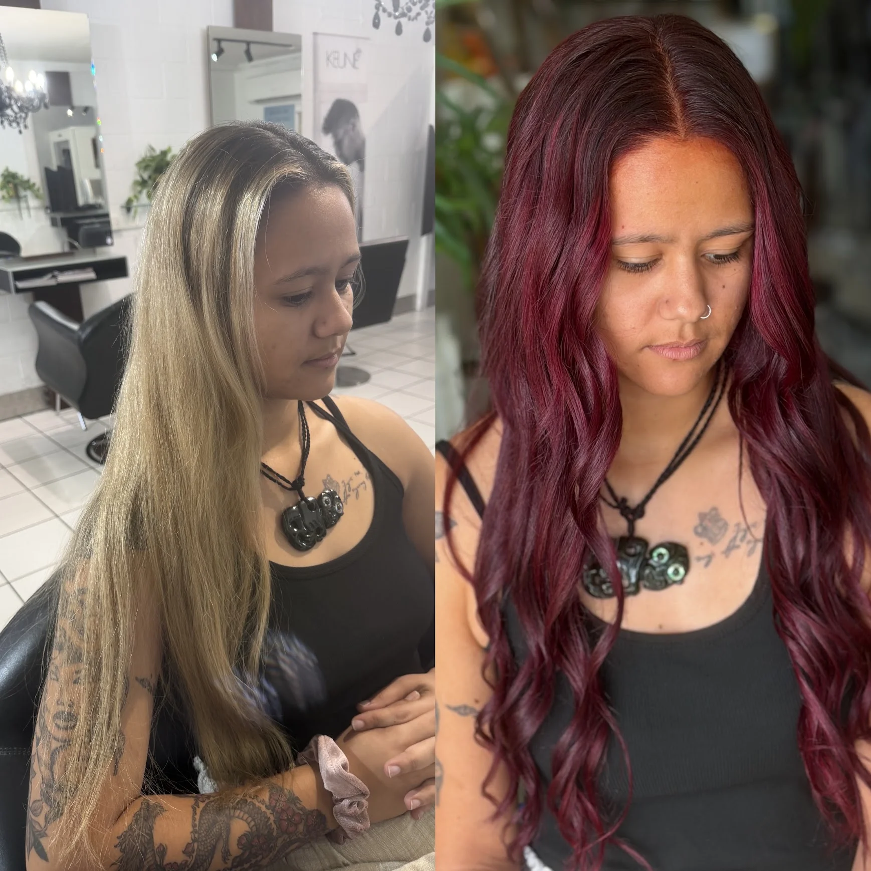 Hair colour before and after transformation at Deb's Hair & Beauty Proserpine